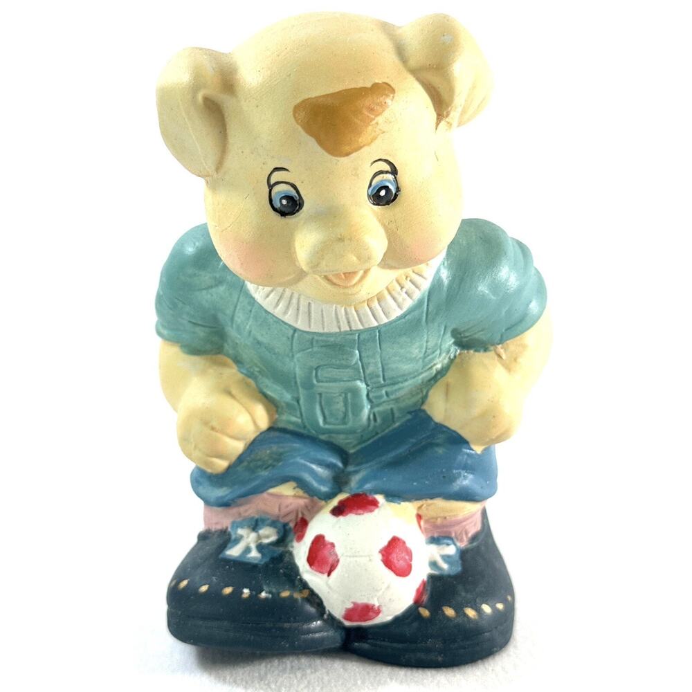 Vintage Antique Piggy Bank Soccer Player Pig Porcelain 5” Tall